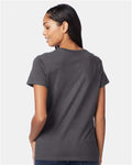 Hanes S04V Women's Perfect-T V-Neck T-Shirt - Smoke Grey - model back
