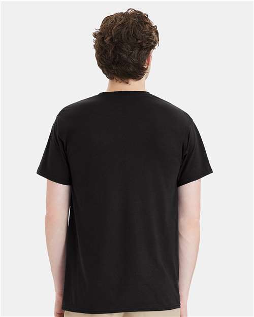 Hanes W110 Unisex Workwear Pocket T-Shirt - Black - model back