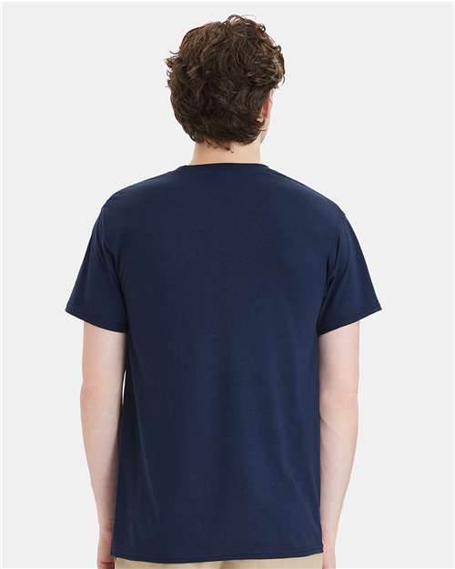 Hanes W110 Unisex Workwear Pocket T-Shirt - Navy - model back