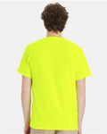 Hanes W110 Unisex Workwear Pocket T-Shirt - Safety Green - model back
