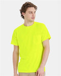 Hanes W110 Unisex Workwear Pocket T-Shirt - Safety Green - model front