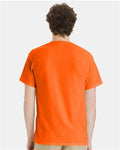 Hanes W110 Unisex Workwear Pocket T-Shirt - Safety Orange - model back