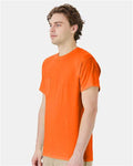Hanes W110 Unisex Workwear Pocket T-Shirt - Safety Orange - model side