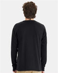 Hanes W120 Unisex Workwear Long Sleeve Pocket T-Shirt - Black - model back