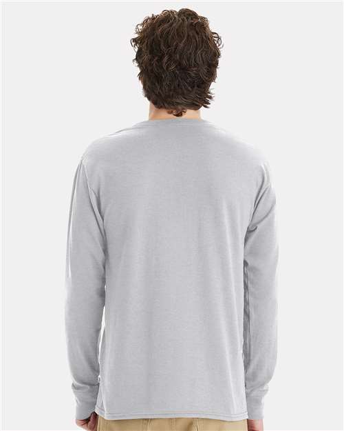 Hanes W120 Unisex Workwear Long Sleeve Pocket T-Shirt - Light Steel - model back