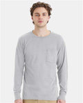 Hanes W120 Unisex Workwear Long Sleeve Pocket T-Shirt - Light Steel - model front