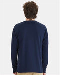 Hanes W120 Unisex Workwear Long Sleeve Pocket T-Shirt - Navy - model back