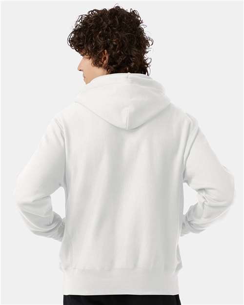 Champion S101 Unisex Reverse Weave Hooded Sweatshirt - White - model back