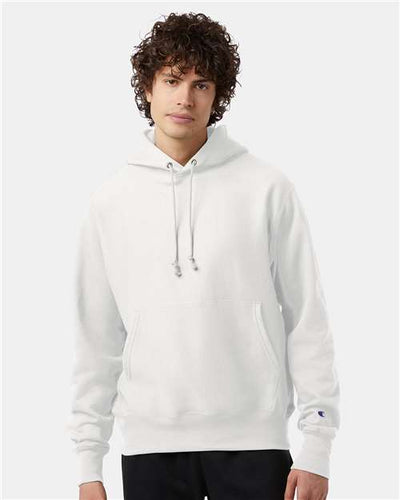 Champion S101 Unisex Reverse Weave Hooded Sweatshirt - White - model front