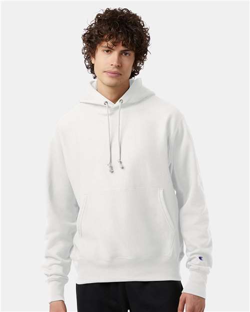 Champion S101 Unisex Reverse Weave Hooded Sweatshirt - White - model front