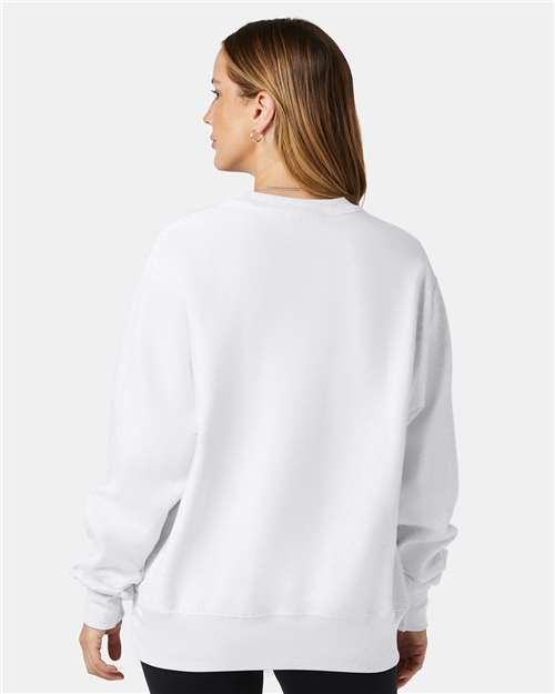 Champion S149 Unisex Reverse Weave Crewneck Sweatshirt - White - model back