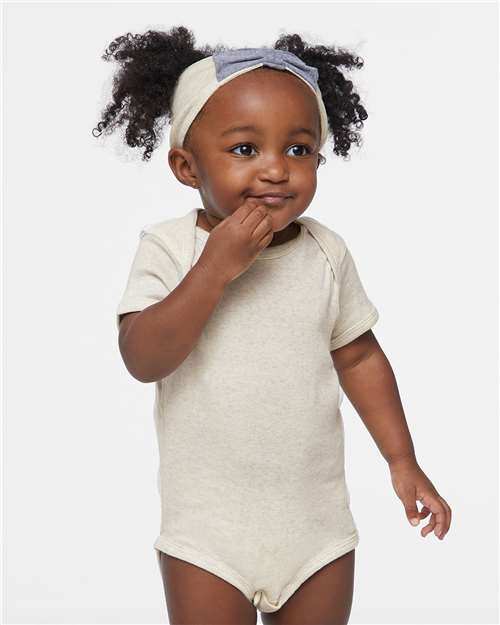 Rabbit Skins 4400 Infant Baby Rib Bodysuit - Natural Heather - model front
