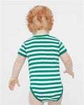 Rabbit Skins 4400 Infant Baby Rib Bodysuit - Kelly/ White Stripe - model back
