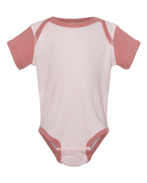 Rabbit Skins 4400 Infant Baby Rib Bodysuit - Ballerina/ Mauvelous - front