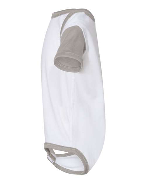 Rabbit Skins 4400 Infant Baby Rib Bodysuit - White/ Titanium - side