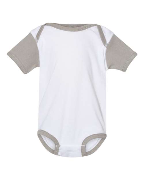 Rabbit Skins 4400 Infant Baby Rib Bodysuit - White/ Titanium - front
