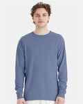 Hanes GDH200 Unisex Garment-Dyed Long Sleeve T-Shirt - Saltwater - model front