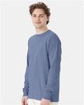 Hanes GDH200 Unisex Garment-Dyed Long Sleeve T-Shirt - Saltwater - model side