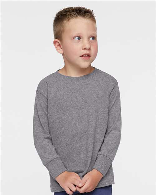 Rabbit Skins 3302 Toddler Fine Jersey Long Sleeve Tee - Granite Heather - model front
