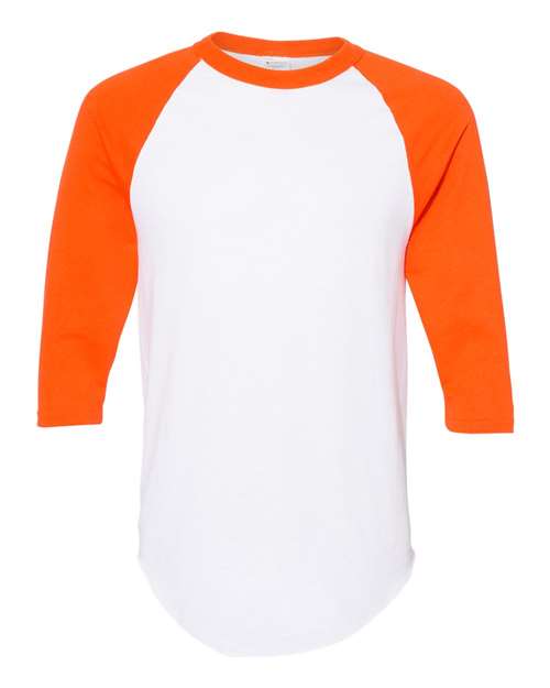 Augusta Sportswear 4420 Unisex Three-Quarter Raglan Sleeve Baseball Jersey T-Shirt - White/ Orange - front