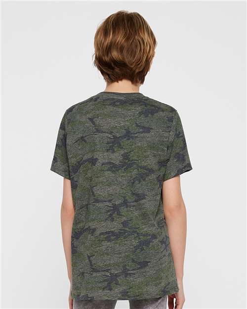 LAT 6101 Youth Fine Jersey Tee - Vintage Camo - model back