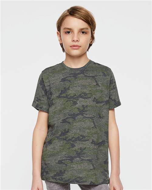 LAT 6101 Youth Fine Jersey Tee - Vintage Camo - model front