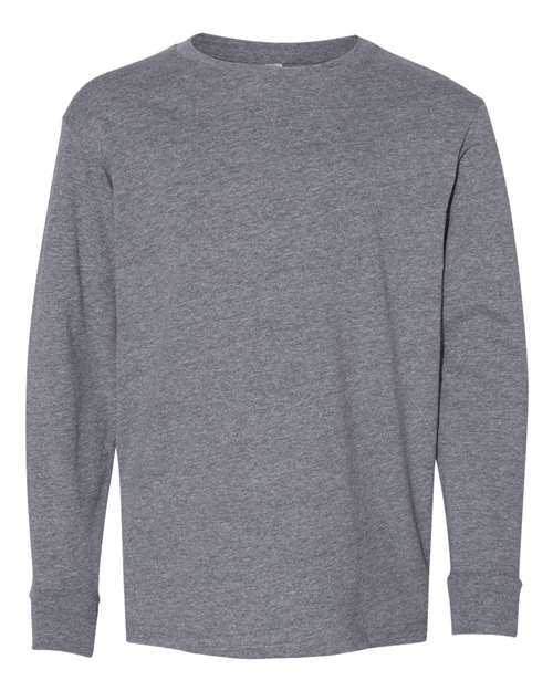 LAT 6201 Youth Fine Jersey Long Sleeve Tee - Granite Heather - front