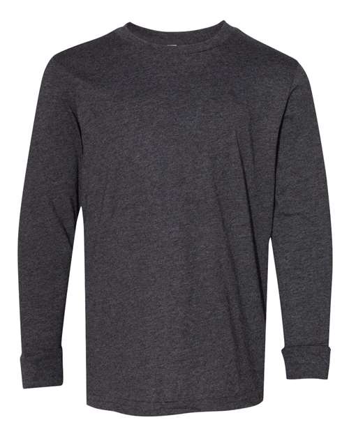 LAT 6201 Youth Fine Jersey Long Sleeve Tee - Vintage Smoke - front