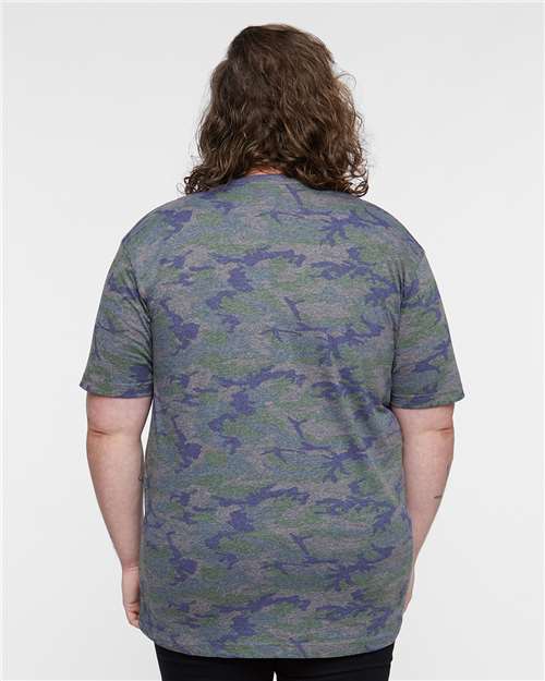 LAT 6901 Unisex Fine Jersey Tee - Vintage Camo - model back