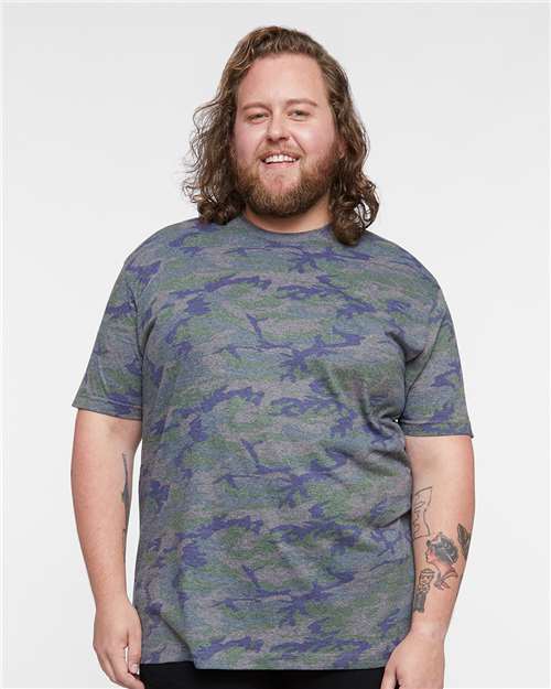 LAT 6901 Unisex Fine Jersey Tee - Vintage Camo - model front