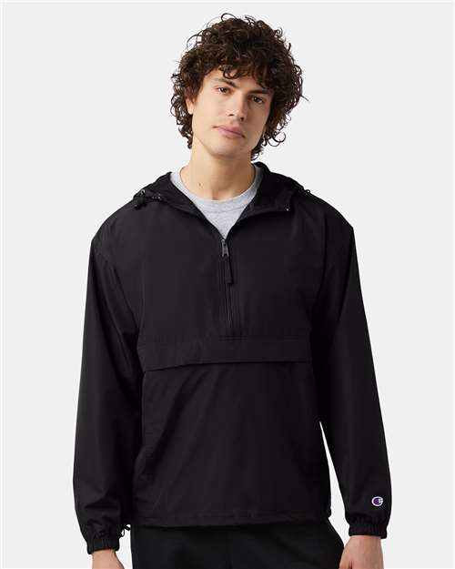 Champion CO200 Unisex Packable Anorak Jacket - Black - model front