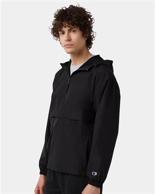 Champion CO200 Unisex Packable Anorak Jacket - Black - model side