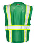 Kishigo B100-111 Unisex EV Series Enhanced Visibility Multi-Pocket Mesh Vest - Green/ Lime - B104 - back