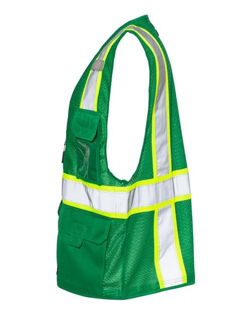 Kishigo B100-111 Unisex EV Series Enhanced Visibility Multi-Pocket Mesh Vest - Green/ Lime - B104 - side