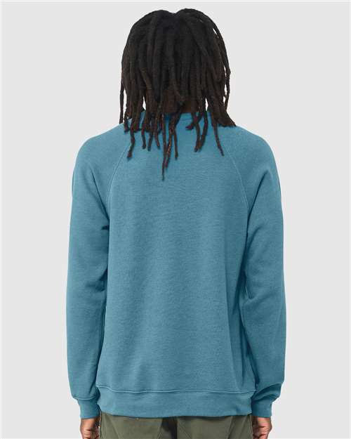 BELLA + CANVAS 3901 Unisex Sponge Fleece Raglan Crewneck Sweatshirt - Heather Deep Teal - model back