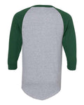 Augusta Sportswear 4420 Unisex Three-Quarter Raglan Sleeve Baseball Jersey T-Shirt - Athletic Heather/ Dark Green - back
