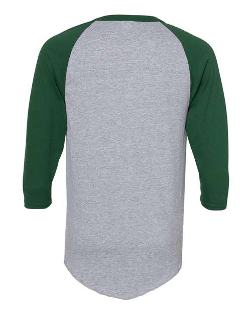 Augusta Sportswear 4420 Unisex Three-Quarter Raglan Sleeve Baseball Jersey T-Shirt - Athletic Heather/ Dark Green - back