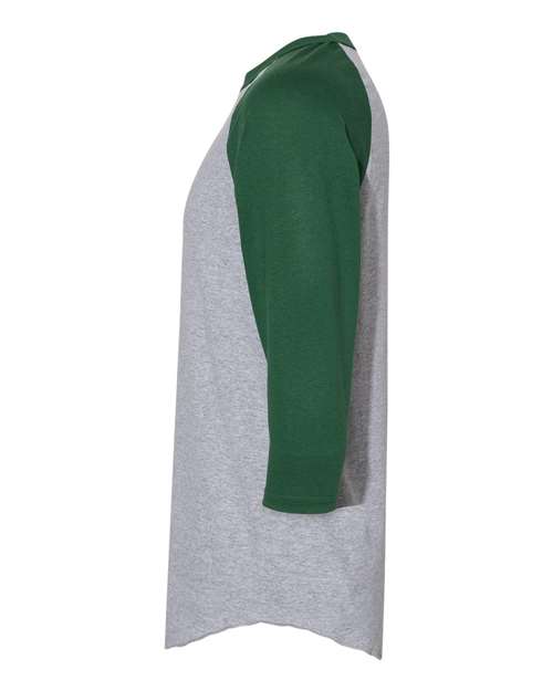 Augusta Sportswear 4420 Unisex Three-Quarter Raglan Sleeve Baseball Jersey T-Shirt - Athletic Heather/ Dark Green - side
