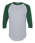 Augusta Sportswear 4420 Unisex Three-Quarter Raglan Sleeve Baseball Jersey T-Shirt - Athletic Heather/ Dark Green - front