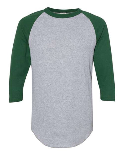 Augusta Sportswear 4420 Unisex Three-Quarter Raglan Sleeve Baseball Jersey T-Shirt - Athletic Heather/ Dark Green - front
