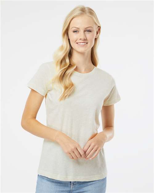 LAT 3516 Women's Fine Jersey Tee - Natural Heather - model front
