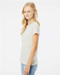 LAT 3516 Women's Fine Jersey Tee - Natural Heather - model side