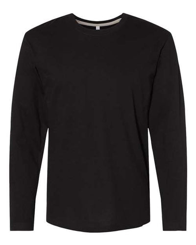 LAT 6918 Unisex Fine Jersey Long Sleeve Tee - Black - front