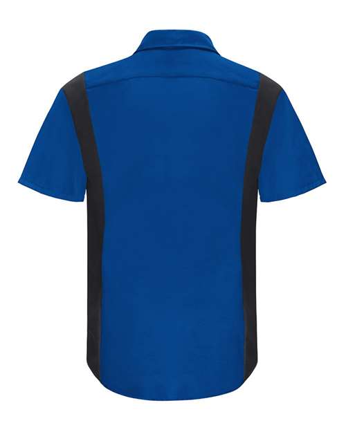 Red Kap SY42 Men's Performance Plus Short Sleeve Shirt With Oilblok Technology - Royal Blue/ Black - back