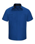 Red Kap SY42 Men's Performance Plus Short Sleeve Shirt With Oilblok Technology - Royal Blue/ Black - front