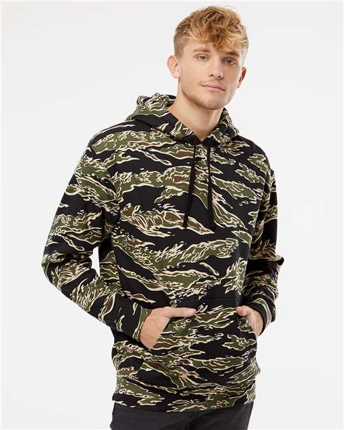 Independent Trading Co. IND4000 Heavyweight Hooded Sweatshirt - Tiger Camo - model front