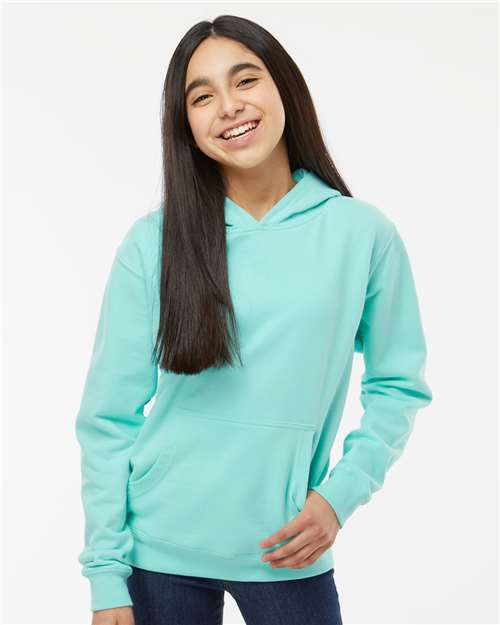 Independent Trading Co. SS4001Y Youth Midweight Hooded Sweatshirt - Mint - model front