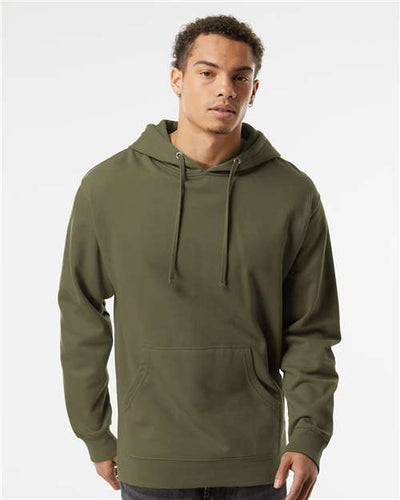 Independent Trading Co. SS4500 Midweight Hooded Sweatshirt - Army - model front