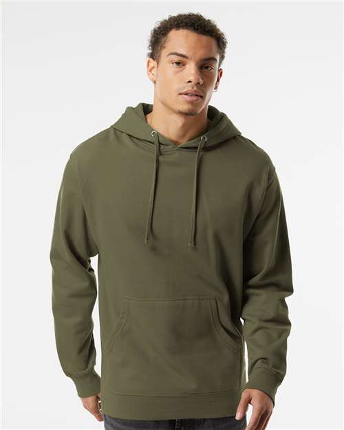 Independent Trading Co. SS4500 Midweight Hooded Sweatshirt - Army - model front