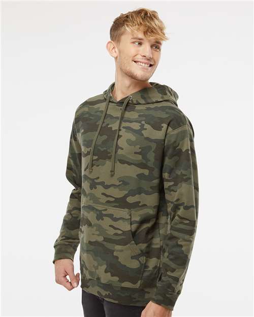 Independent Trading Co. SS4500 Midweight Hooded Sweatshirt - Forest Camo - model side